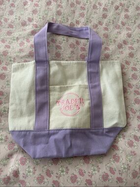 Trader Joe’s Pastel Mini Tote - purple trim